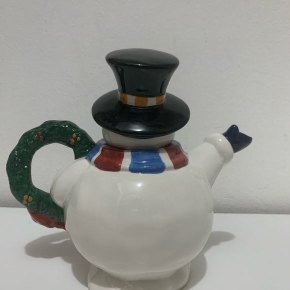 Vintage SNOWMAN Royal Seasons Teapot Red&Blue Scarf Hand Painted Collectible - Picture 9 of 16